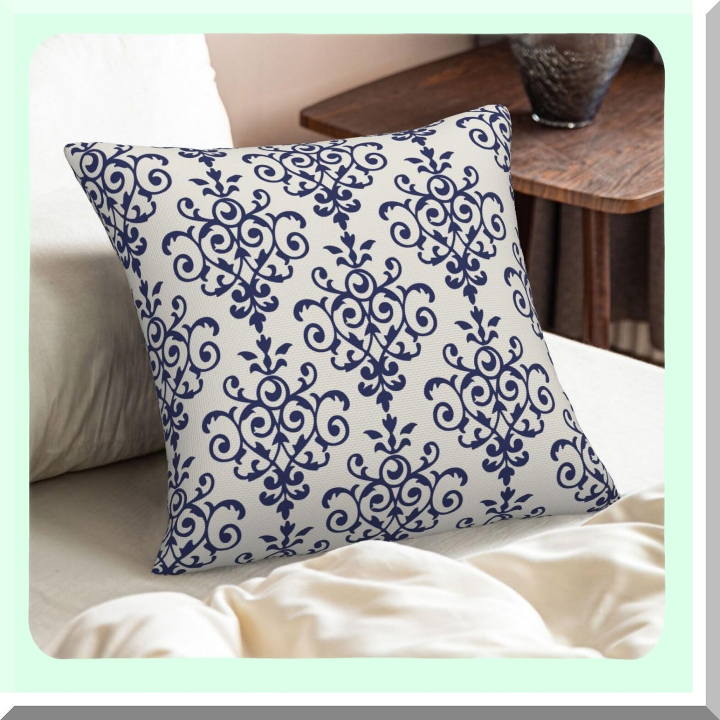 Boho Blue Ethnic Pillowcase Set - Vintage Linen Cushion Covers for Home Decor - Farmhouse Throw Pillows 18X18 Inch - Outdoor Sofa Bed Accessories