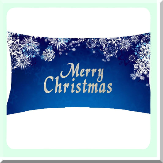 Snowfall Beauty Cotton Linen Throw Pillow Case - Winter Gift Merry Snowflakes Decorative Cushion Cover for Couch Sofa - Royal Blue 12x20 Inches