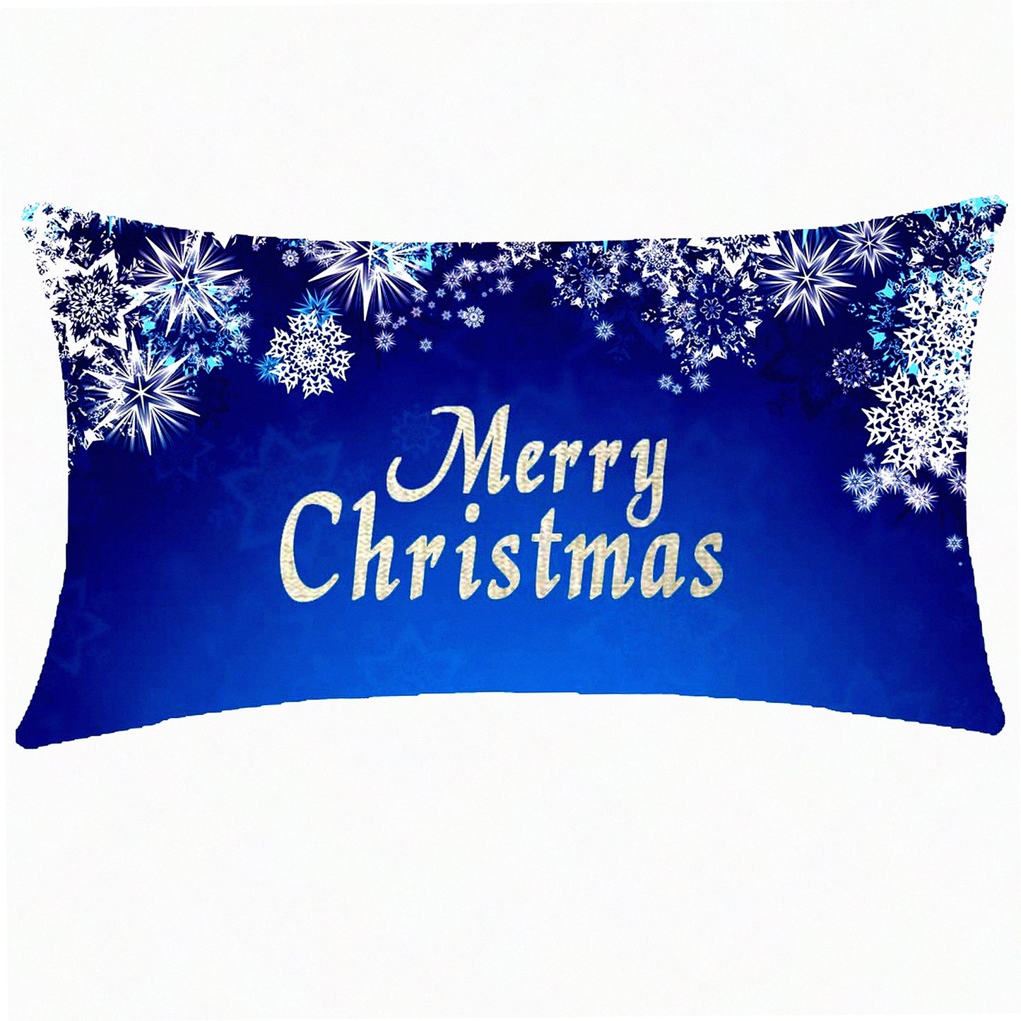 Snowfall Beauty Cotton Linen Throw Pillow Case - Winter Gift Merry Snowflakes Decorative Cushion Cover for Couch Sofa - Royal Blue 12x20 Inches