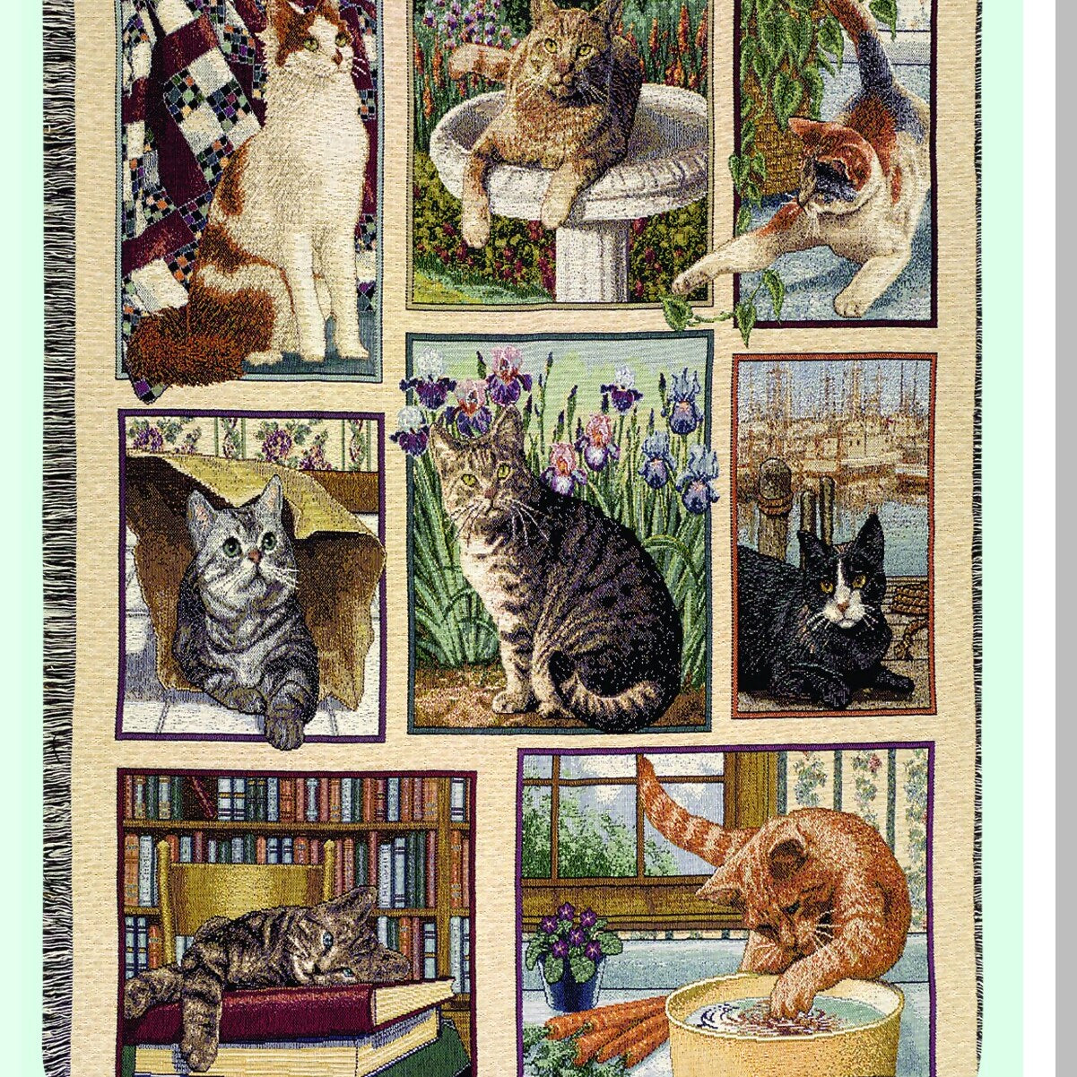 CozyCat Tapestry Throw - 47x60 Inch Fringed Blanket for Home Decor
