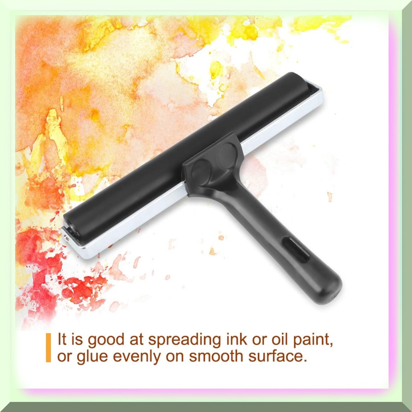 Black Rubber Brayer Roller 20cm for Printmaking