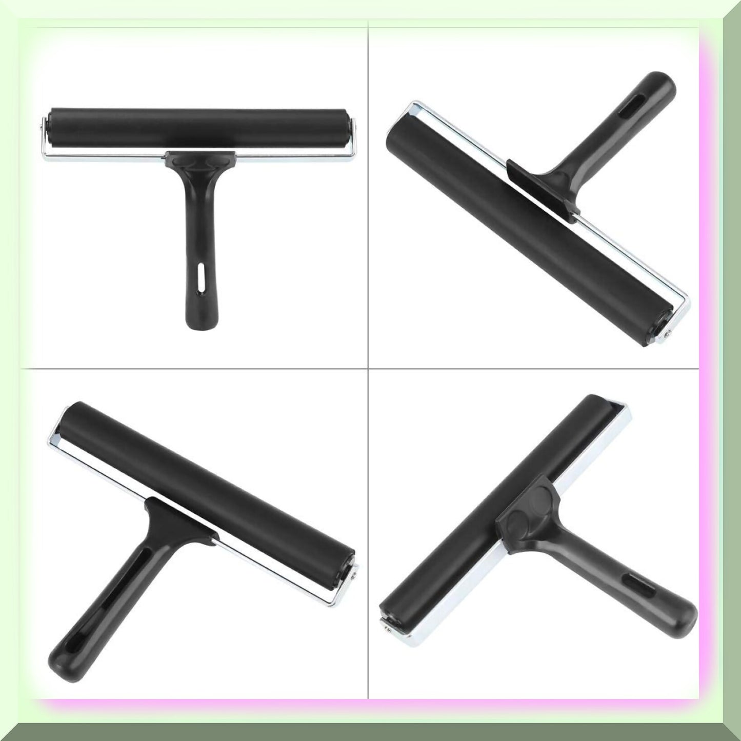 Black Rubber Brayer Roller 20cm for Printmaking