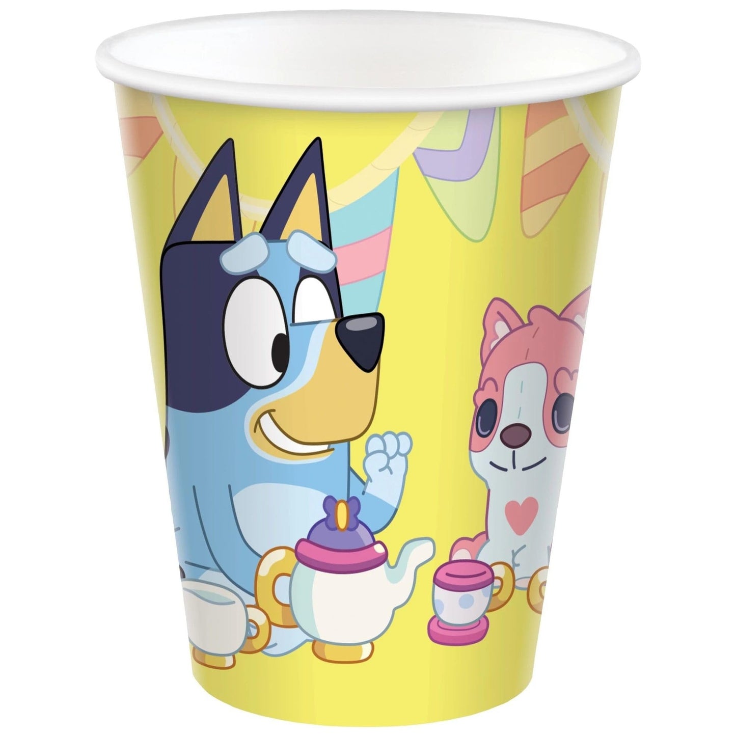 Sunshine Blue Party Cups - 9 oz. Pack of 8 - Vibrant Yellow - Disposable Paper Cups for Birthdays, Events, and Celebrations