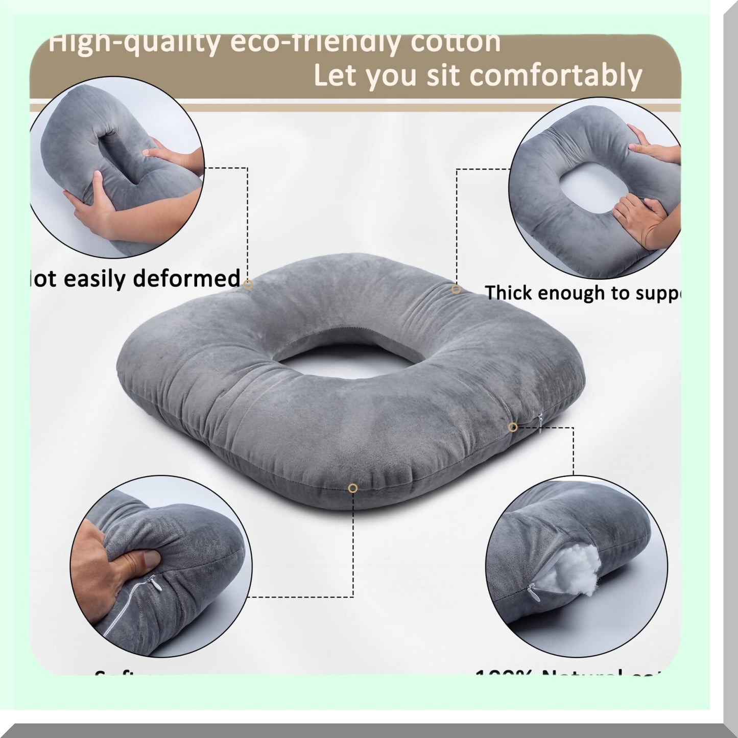 ComfortEase Relief Cushion - Tailbone Pain Relief Donut Pillow for Hemorrhoids, Pregnancy, Office, Travel, Car, Home Sofa - Pain Relief Pad