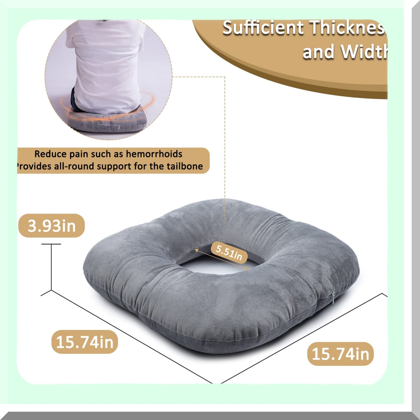 ComfortEase Relief Cushion - Tailbone Pain Relief Donut Pillow for Hemorrhoids, Pregnancy, Office, Travel, Car, Home Sofa - Pain Relief Pad