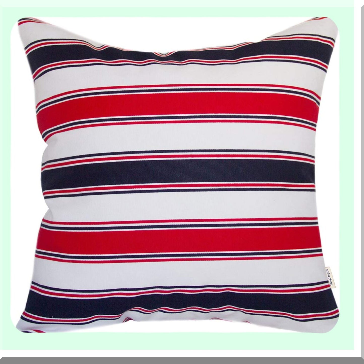 StripeLux Cotton Cushion Cover - Red Navy White - Decorative Throw Pillow Sham - Indoor/Outdoor Euro Sham - Square 20"x20" - S26 Collection