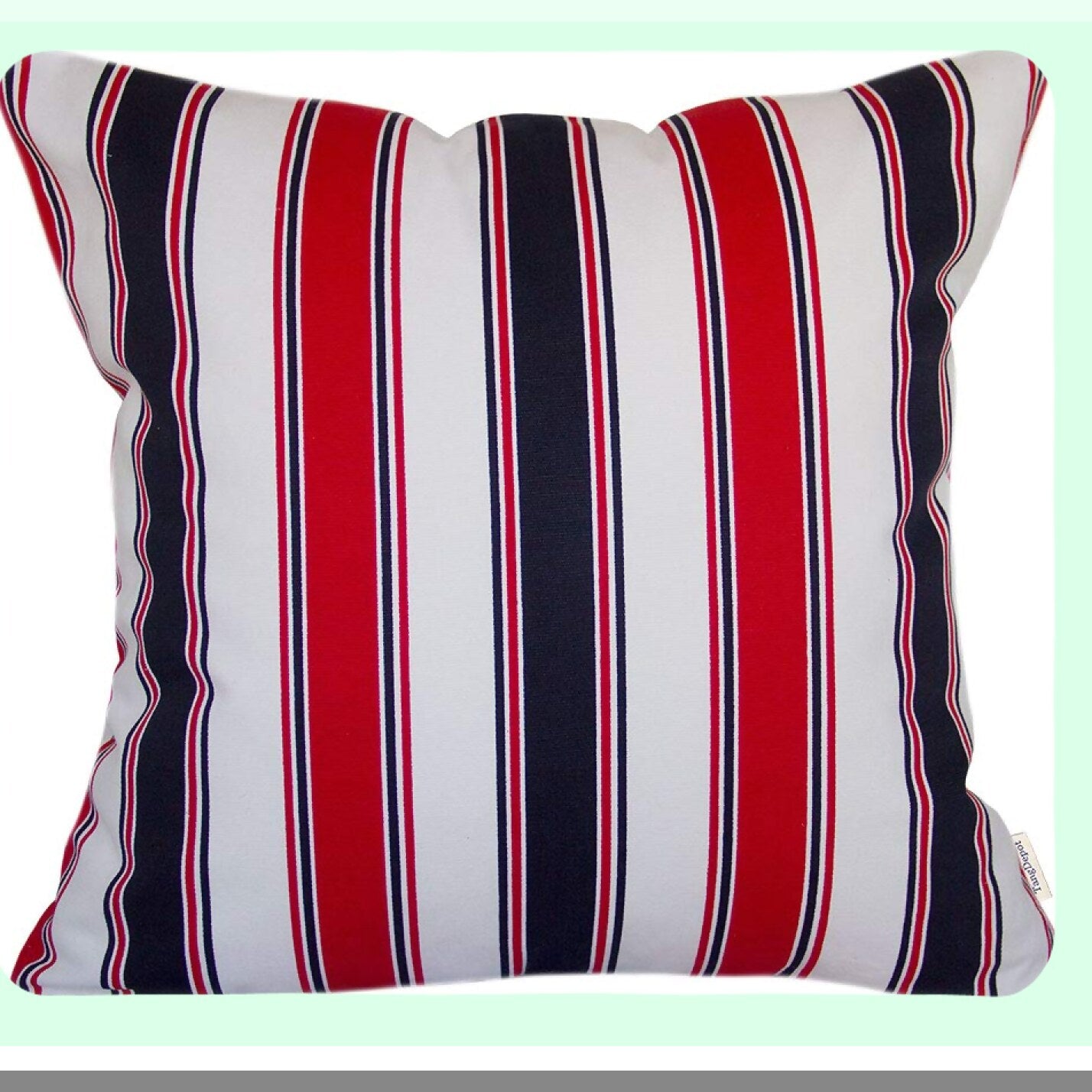 StripeLux Cotton Cushion Cover - Red Navy White - Decorative Throw Pillow Sham - Indoor/Outdoor Euro Sham - Square 20"x20" - S26 Collection