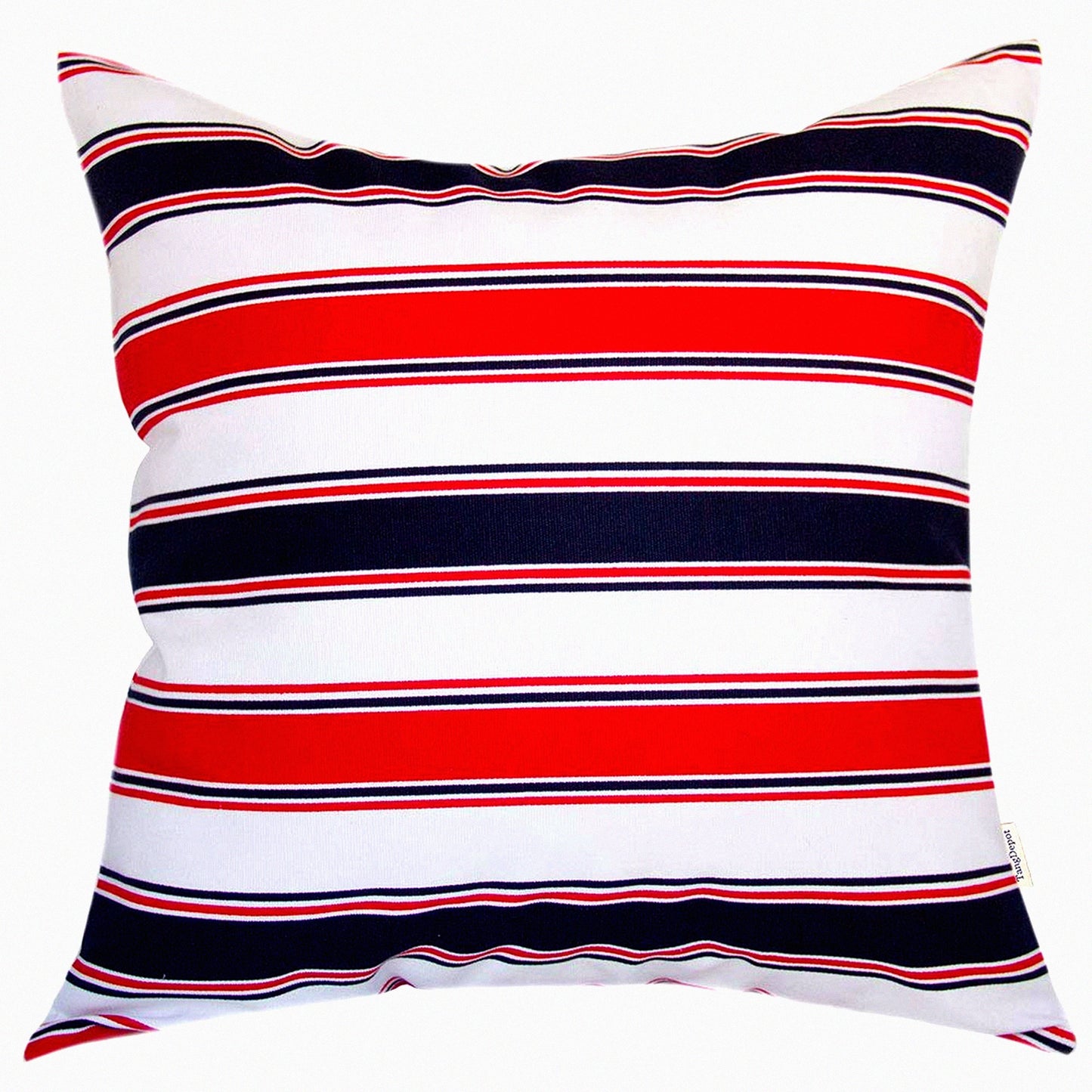 StripeLux Cotton Cushion Cover - Red Navy White - Decorative Throw Pillow Sham - Indoor/Outdoor Euro Sham - Square 20"x20" - S26 Collection