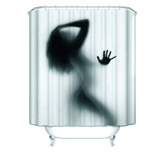 Women Silhouette Waterproof Polyester Shower Curtain 70x70in