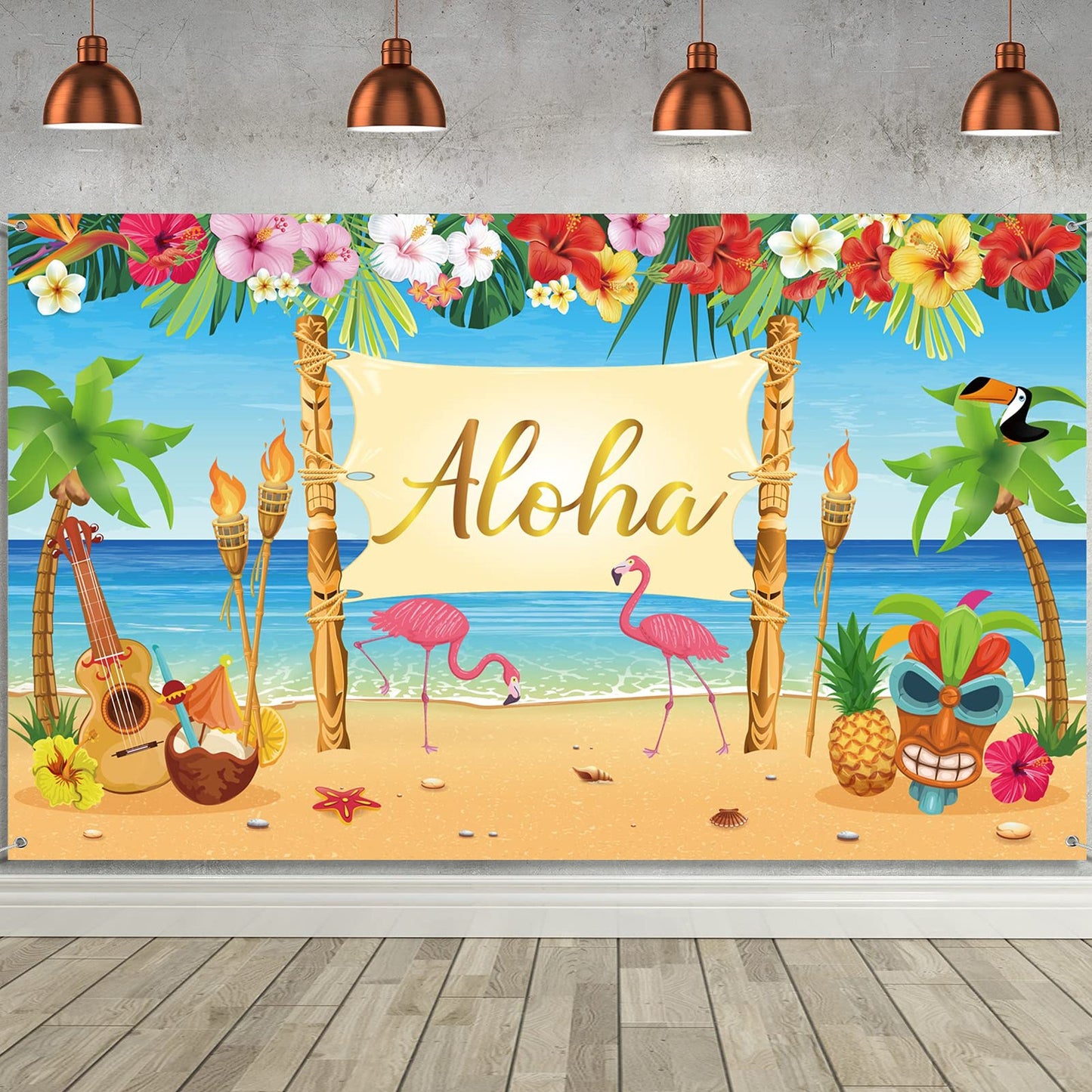 Large Hawaiian Aloha Party Banner for Luau and Beach Events