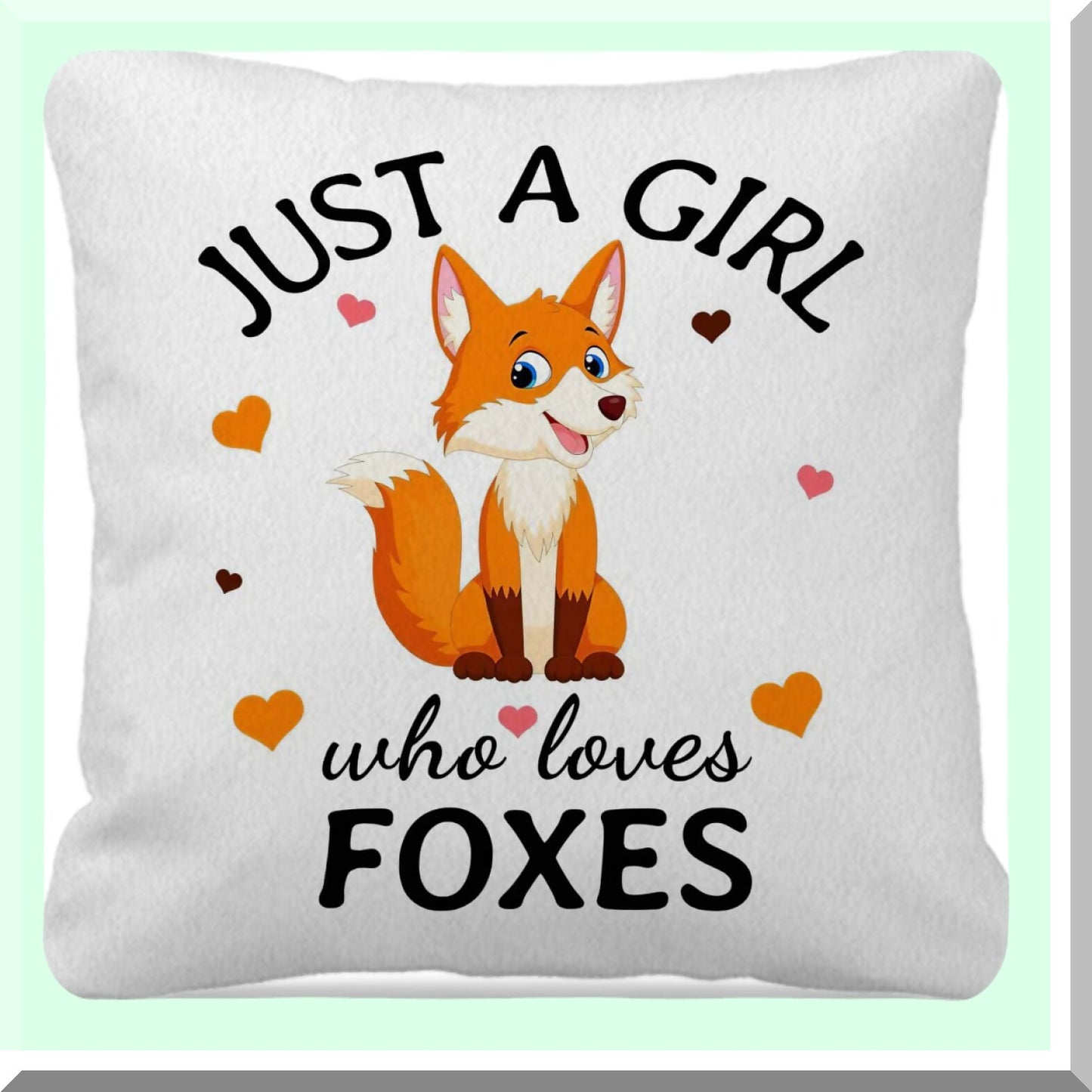 Foxie Love Decorative Pillow Cover - Cute Fox Throw Pillow for Girls Room, Fox Gifts - 18x18 Red Fox Cushion Cover - Fox Lover Home Decor Accessory