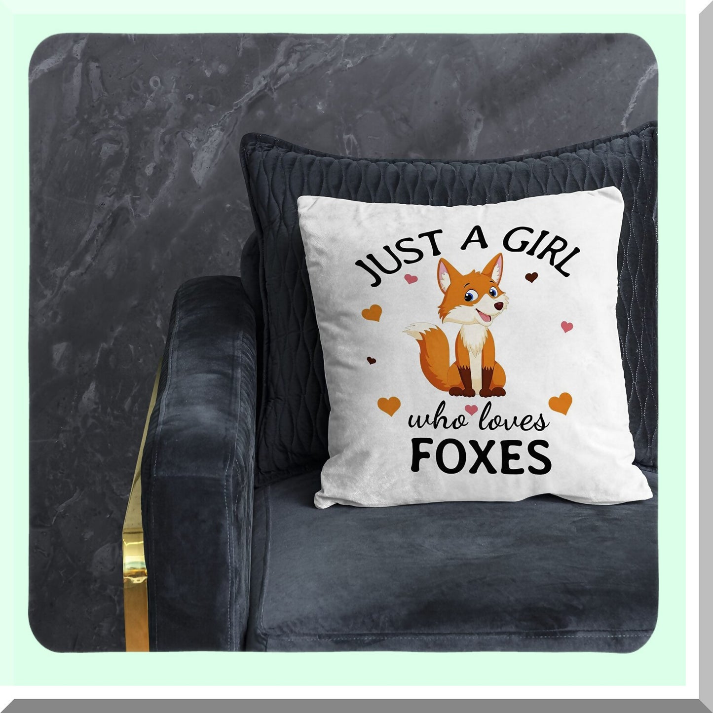 Foxie Love Decorative Pillow Cover - Cute Fox Throw Pillow for Girls Room, Fox Gifts - 18x18 Red Fox Cushion Cover - Fox Lover Home Decor Accessory