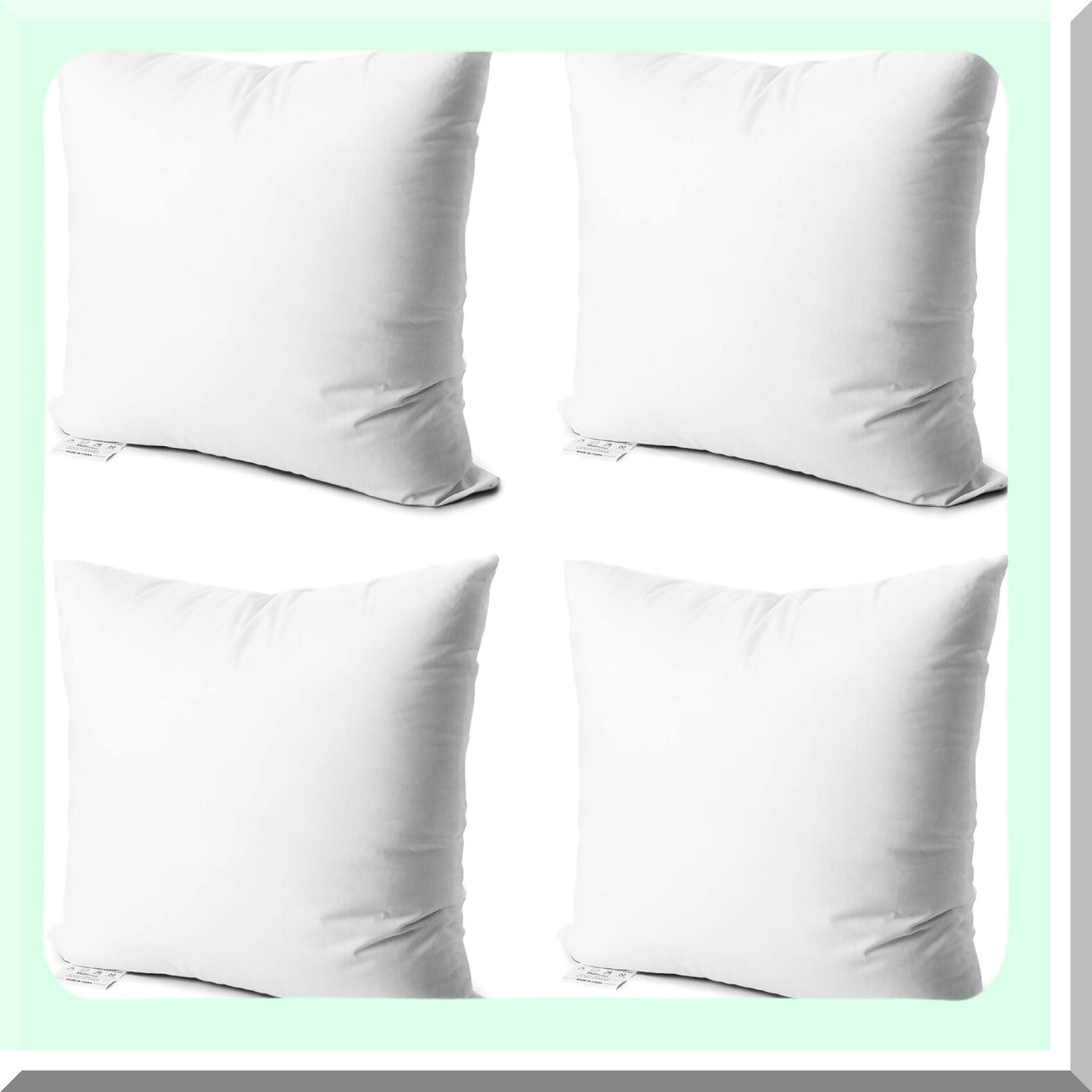 Hypoallergenic Square Pillow Inserts - Set of 4 Soft Down Alternative Polyester Cushion Stuffers with Cotton Cover - White 12x12 - Decorative Sham