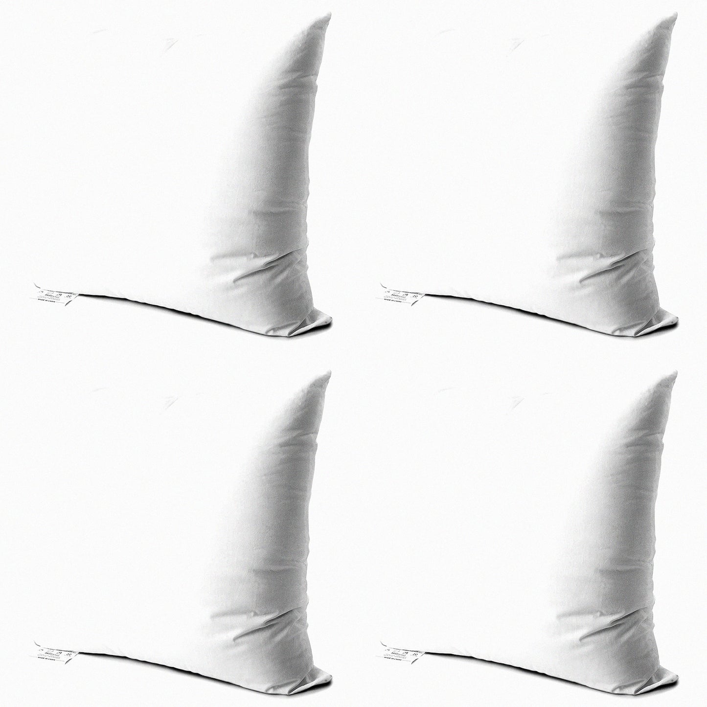 Hypoallergenic Square Pillow Inserts - Set of 4 Soft Down Alternative Polyester Cushion Stuffers with Cotton Cover - White 12x12 - Decorative Sham