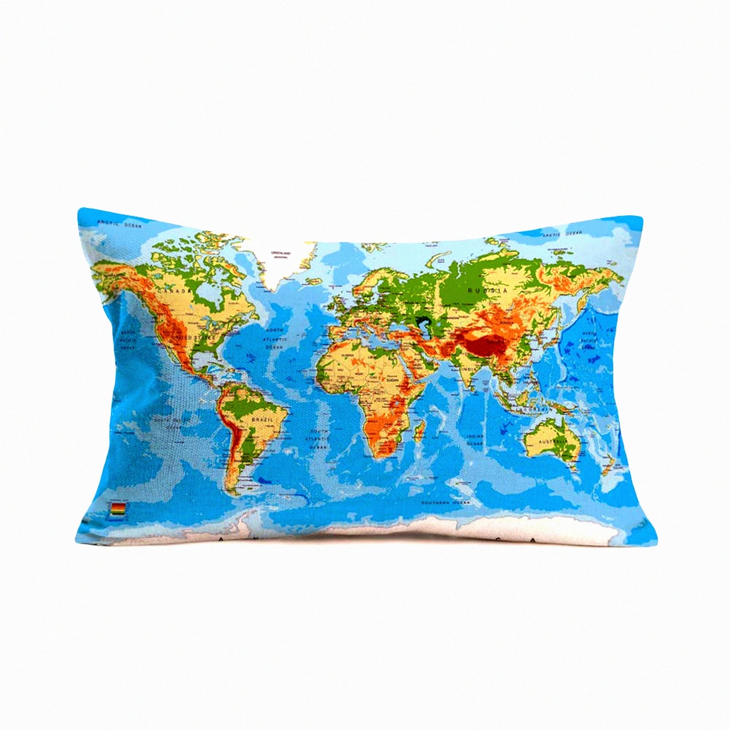 GeoExplorer Decorative Pillow Covers - Adventure Map Theme Sofa Cushion Cases - Travel Inspired Home Decor - 12x20 Inch Linen Cotton Lettered Throw Pillow Cover