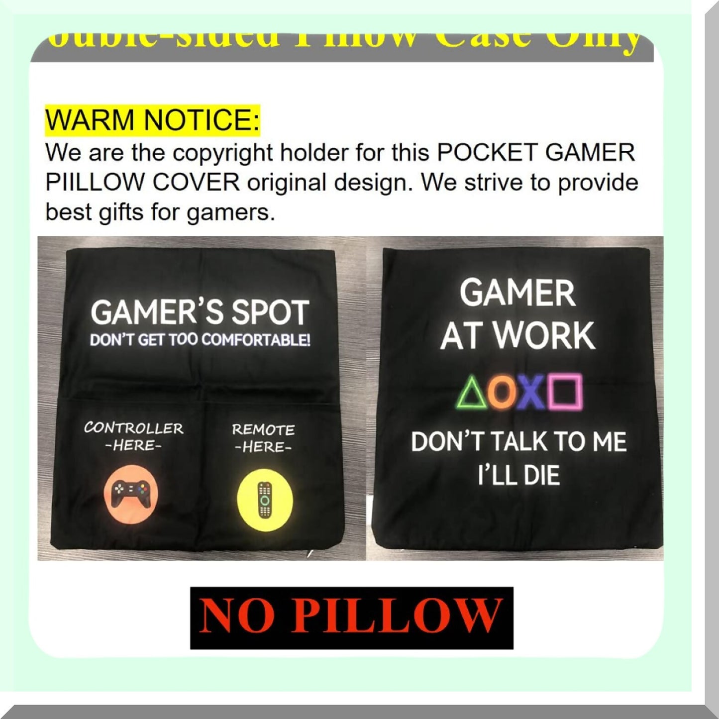 GamerGear Bundle: Throw Pillow Covers & Socks Set - Gaming Room Decor & Stocking Stuffers for Teen Boys, Girls, Men, Father, Boyfriends - 18x18 Inch