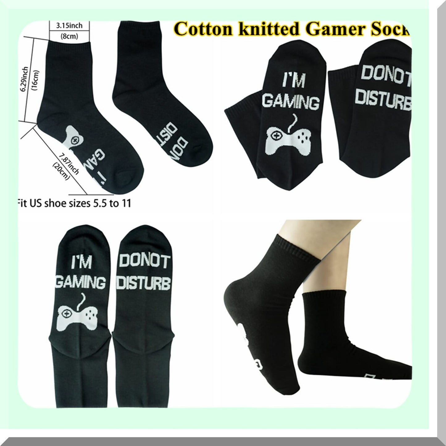 GamerGear Bundle: Throw Pillow Covers & Socks Set - Gaming Room Decor & Stocking Stuffers for Teen Boys, Girls, Men, Father, Boyfriends - 18x18 Inch