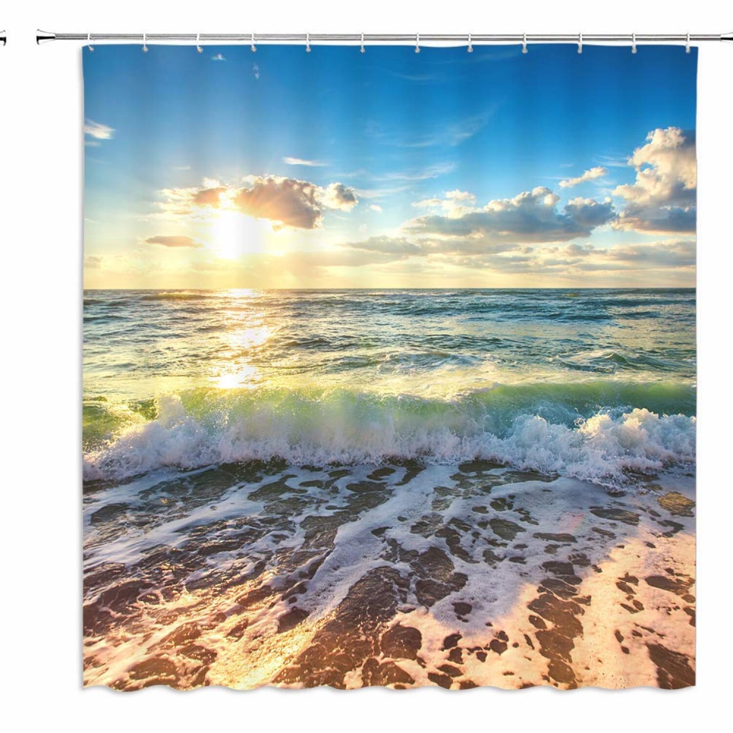 Ocean Wave Shower Curtain 70x70 Polyester with Hooks