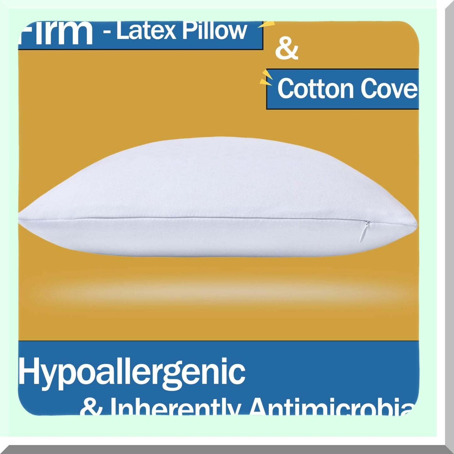 EcoLux Latex Dream Pillow - Firm Support for Back, Stomach, Side Sleepers - Natural Latex, Breathable Cotton Cover, Queen Size - High Elasticity