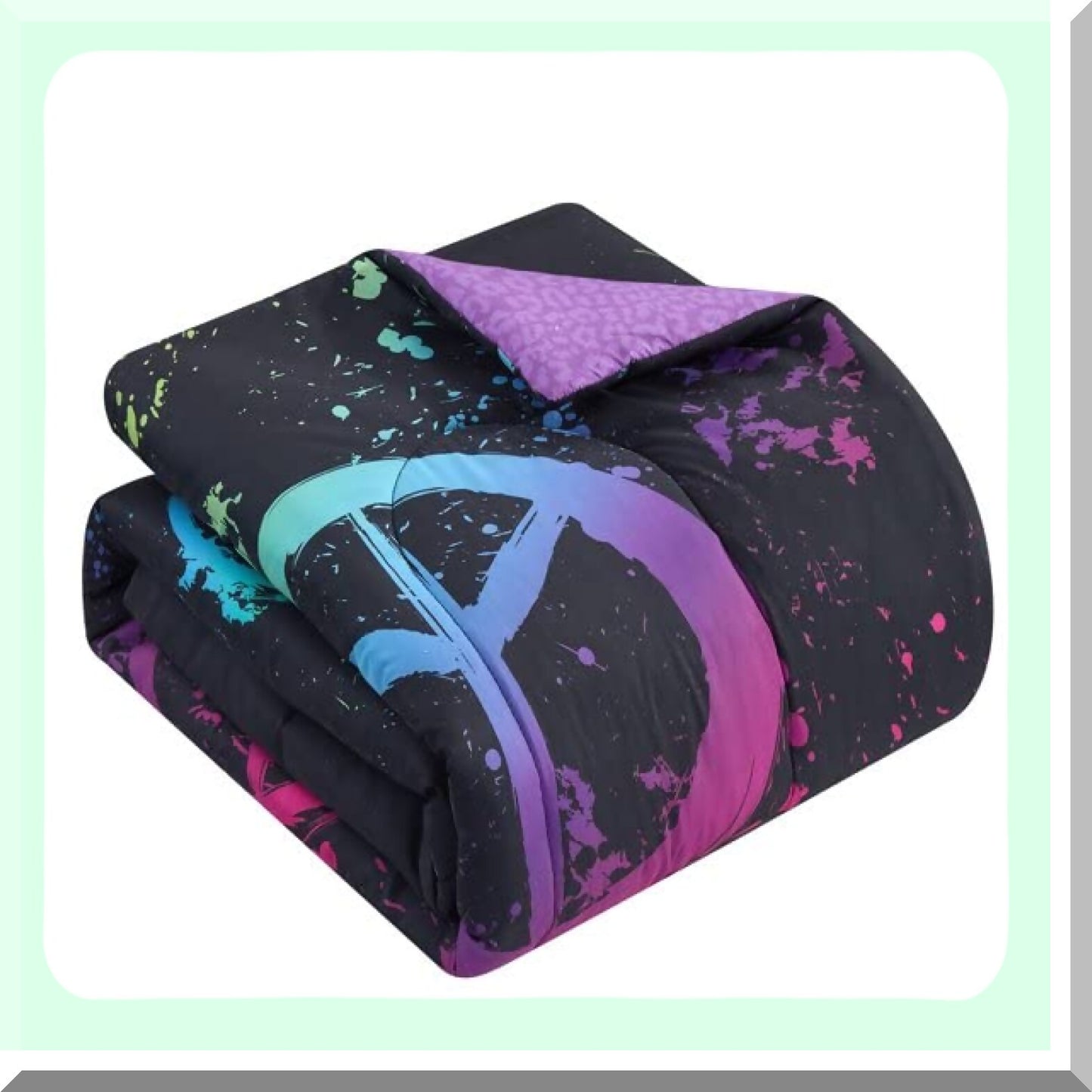 Peaceful Dreams 3-Piece Comforter Set - Black Twin XL - Soft Microfiber Bedding - Peace Sign Design - Cozy Bedroom Decor - WK689914