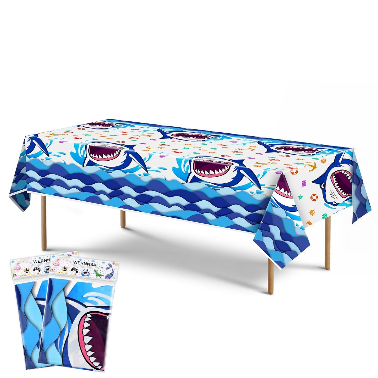 Shark Ocean Theme Disposable Plastic Tablecloth 2 pcs