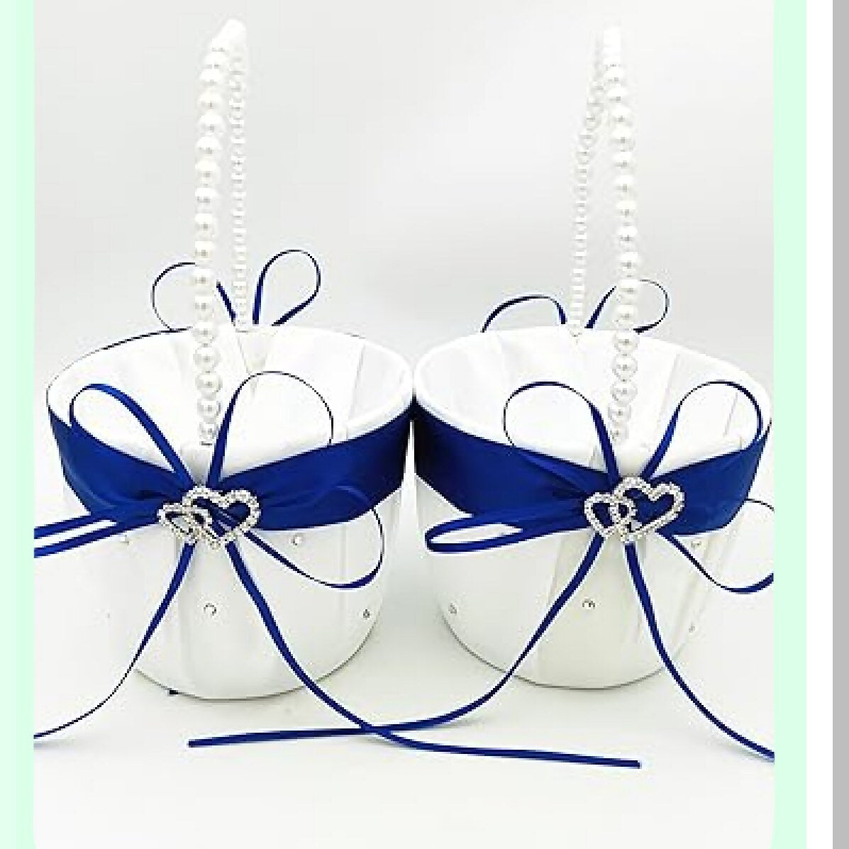 Wedding Flower Girl Baskets with Pearl Handles and Rhinestones