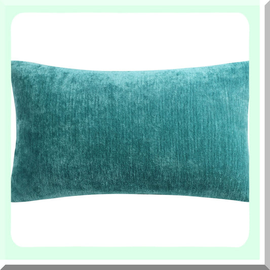 Water Repellent Chenille Throw Pillow Covers - Soft Decorative Cushion Covers for Sofa & Car - Cute Home Pillowcases - 12x20 Inch Peacock Blue