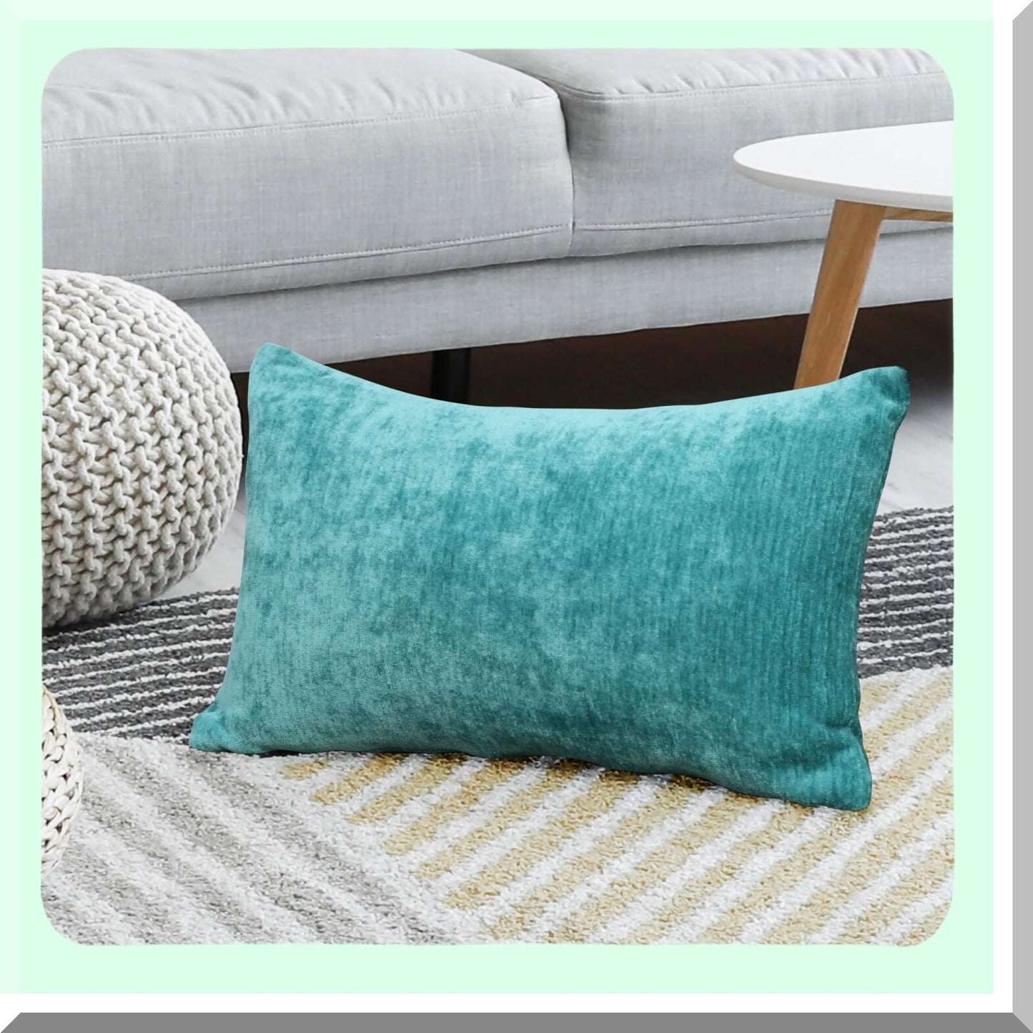 Water Repellent Chenille Throw Pillow Covers - Soft Decorative Cushion Covers for Sofa & Car - Cute Home Pillowcases - 12x20 Inch Peacock Blue