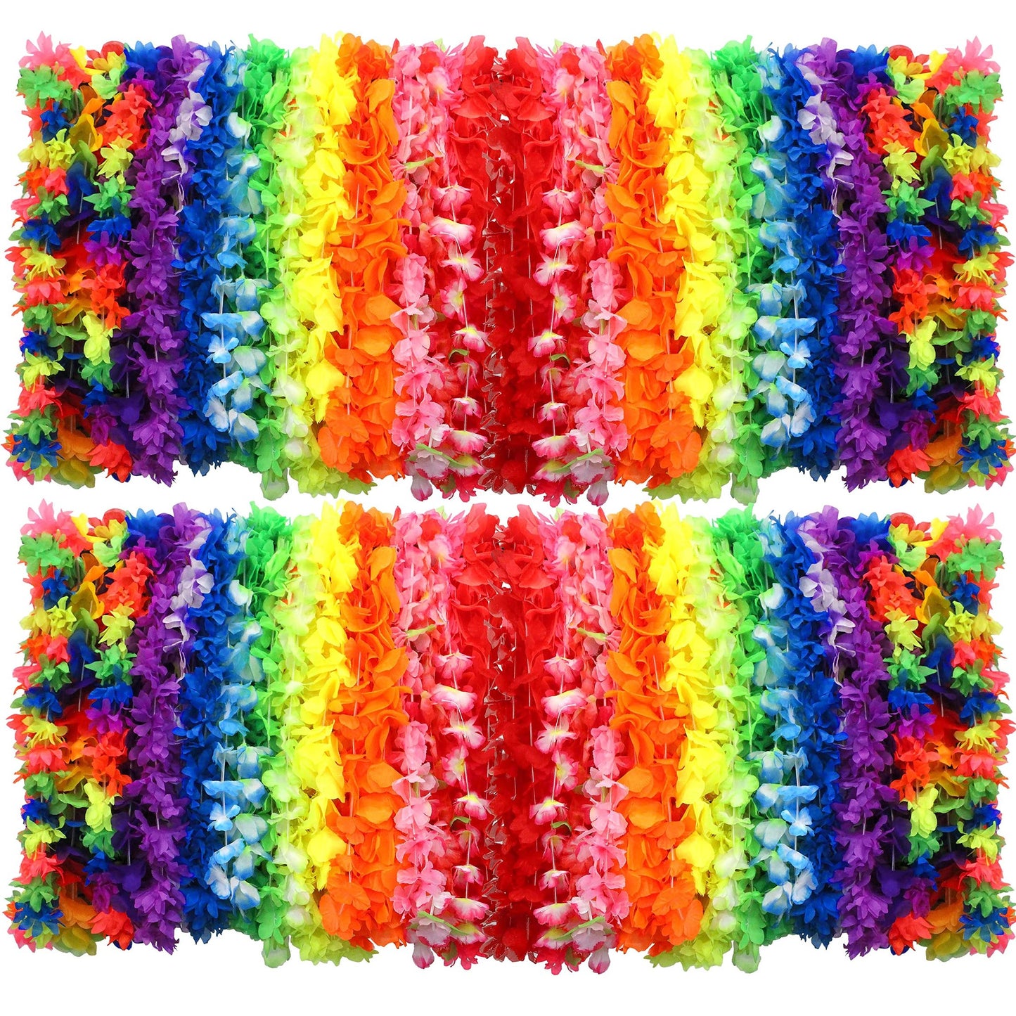 Tropical Luau Lei Set - Hawaiian Flower Necklaces for Beach Party Decorations & Favors - Bulk Pack of 70 Pieces - Island Celebration Kit