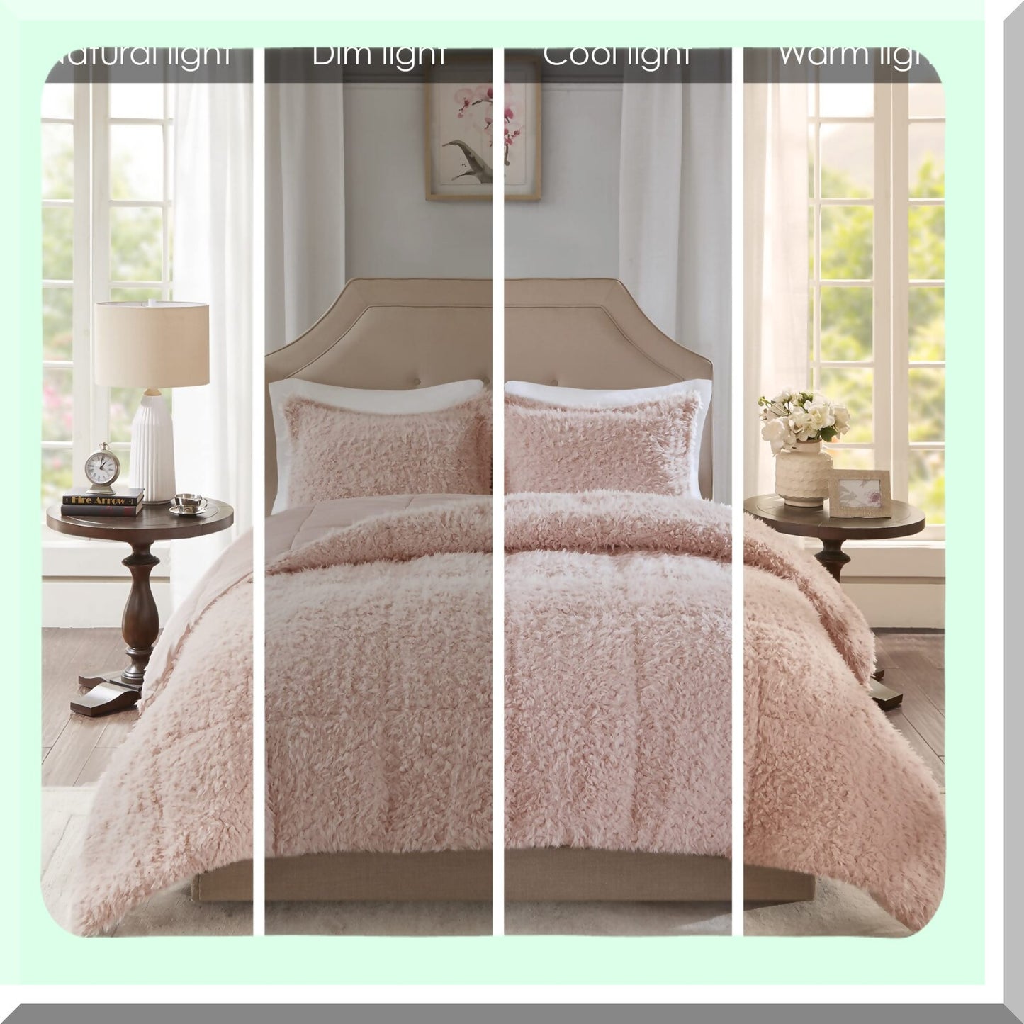 Blush Pink Mohair Luxe Comforter Set - Twin Size 68"x90" - Soft & Cozy Reverse Mink Bedding - Nova Collection