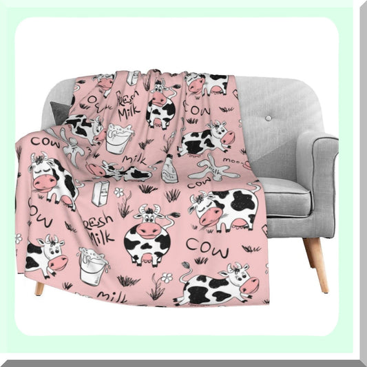 CozyCow Fleece: Soft & Warm Animal Print Throw Blanket - Perfect for Couch, Bed, Sofa, Travel, Camping - Lightweight 40x50 inch for Kids & Adults