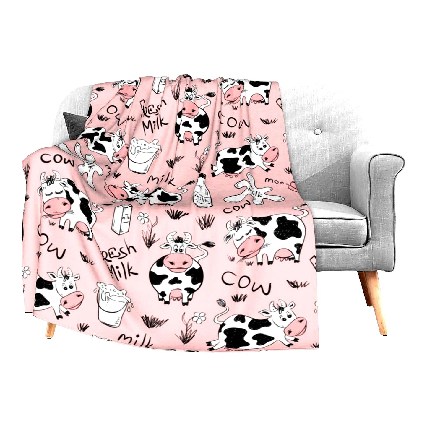 CozyCow Fleece: Soft & Warm Animal Print Throw Blanket - Perfect for Couch, Bed, Sofa, Travel, Camping - Lightweight 40x50 inch for Kids & Adults