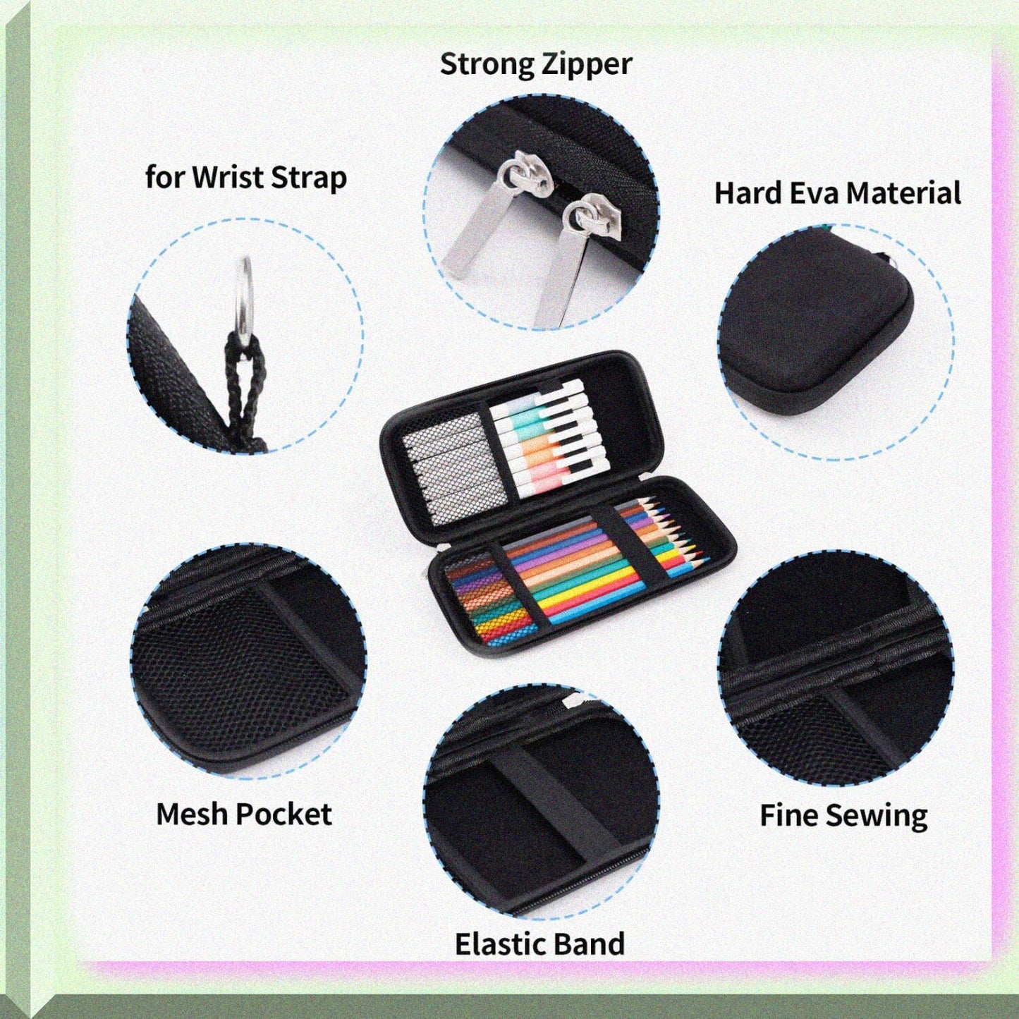 Hard Pencil Case Box for Adults Black