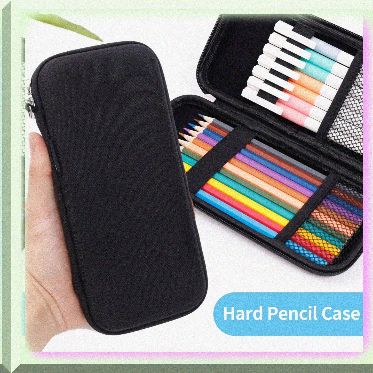 Hard Pencil Case Box for Adults Black