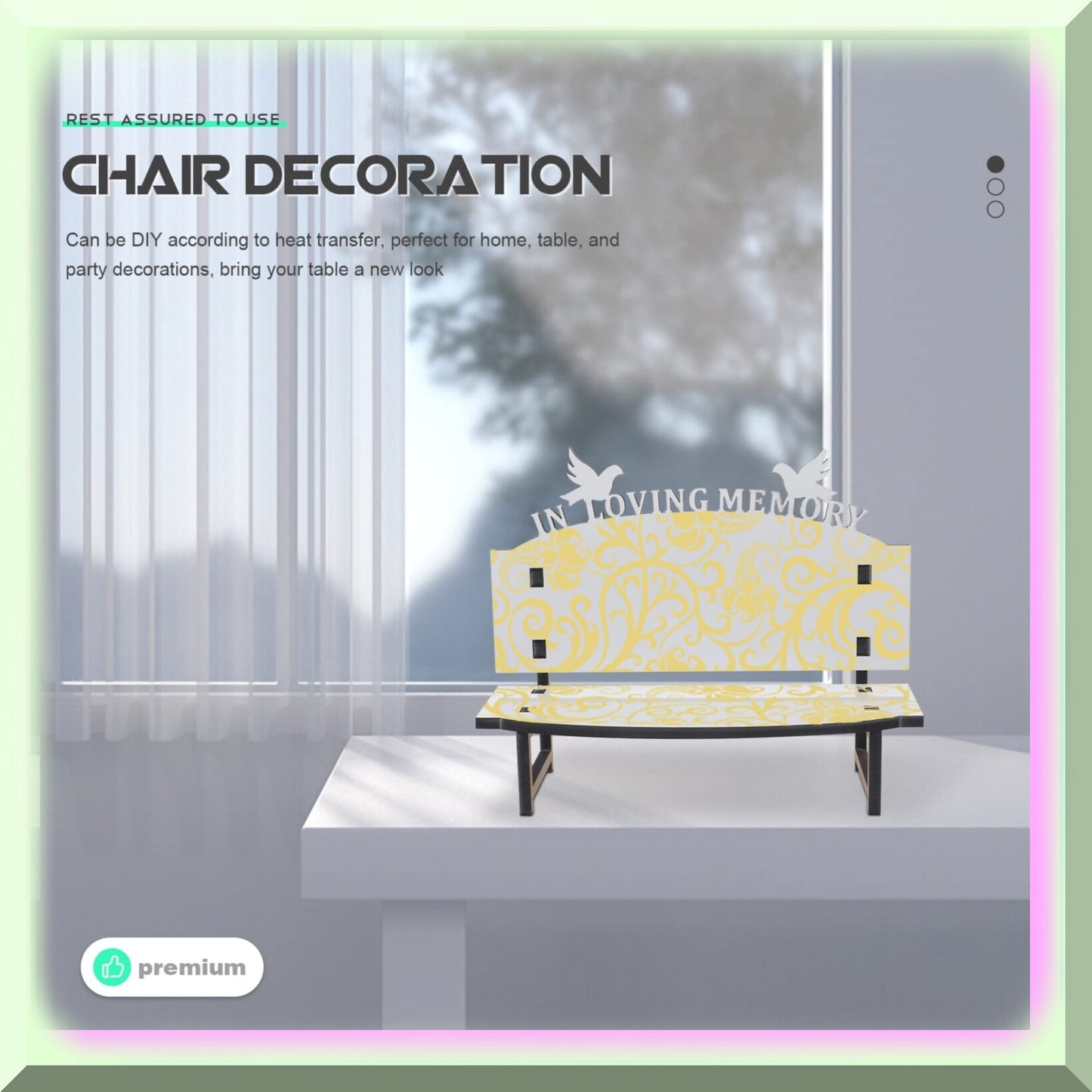 3pcs Sublimation Blank Chair Ornaments with White Picture Frame