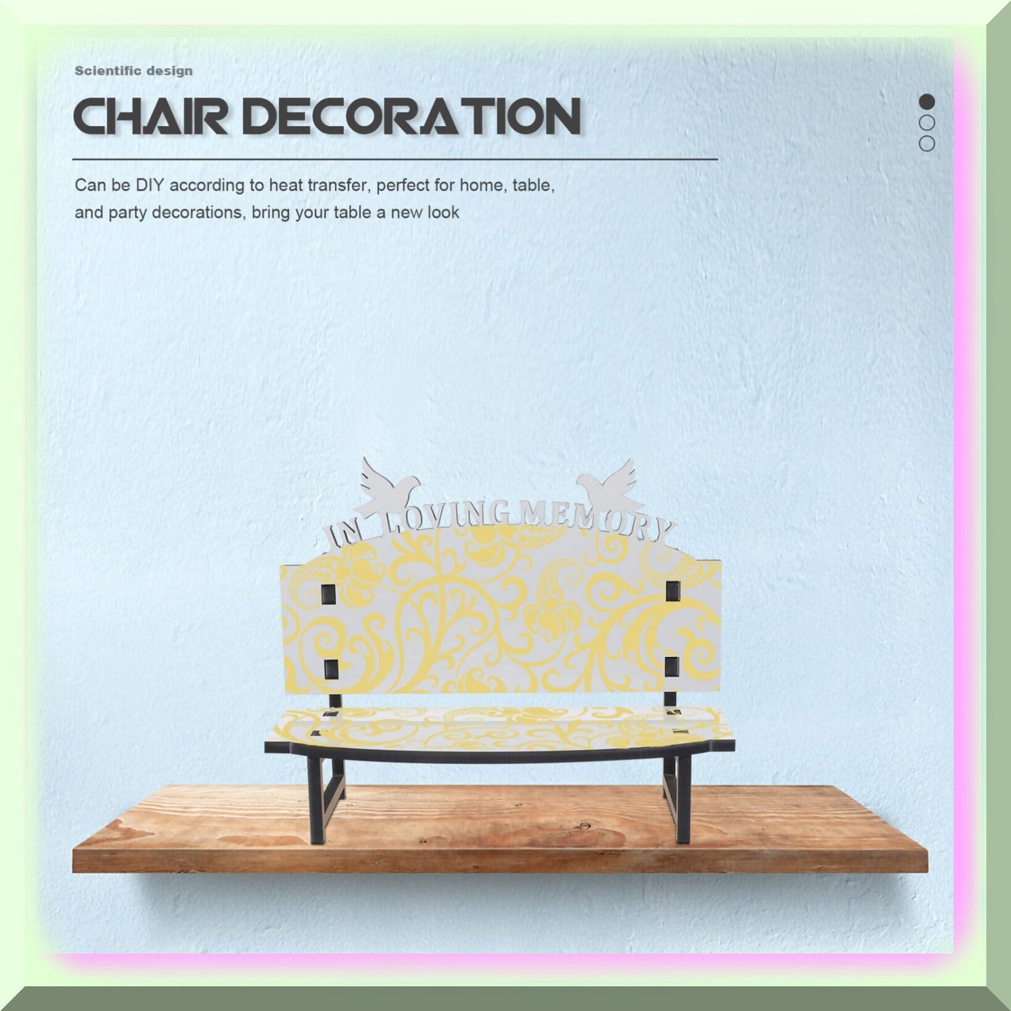 3pcs Sublimation Blank Chair Ornaments with White Picture Frame