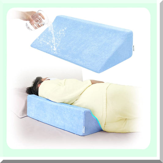 Elderly Comfort Wedge Pillow - Medical Grade Foam Bed Wedge for Side Sleeping, Bed Sores Relief, Post-Surgery Back Support. Waterproof Cover Included.