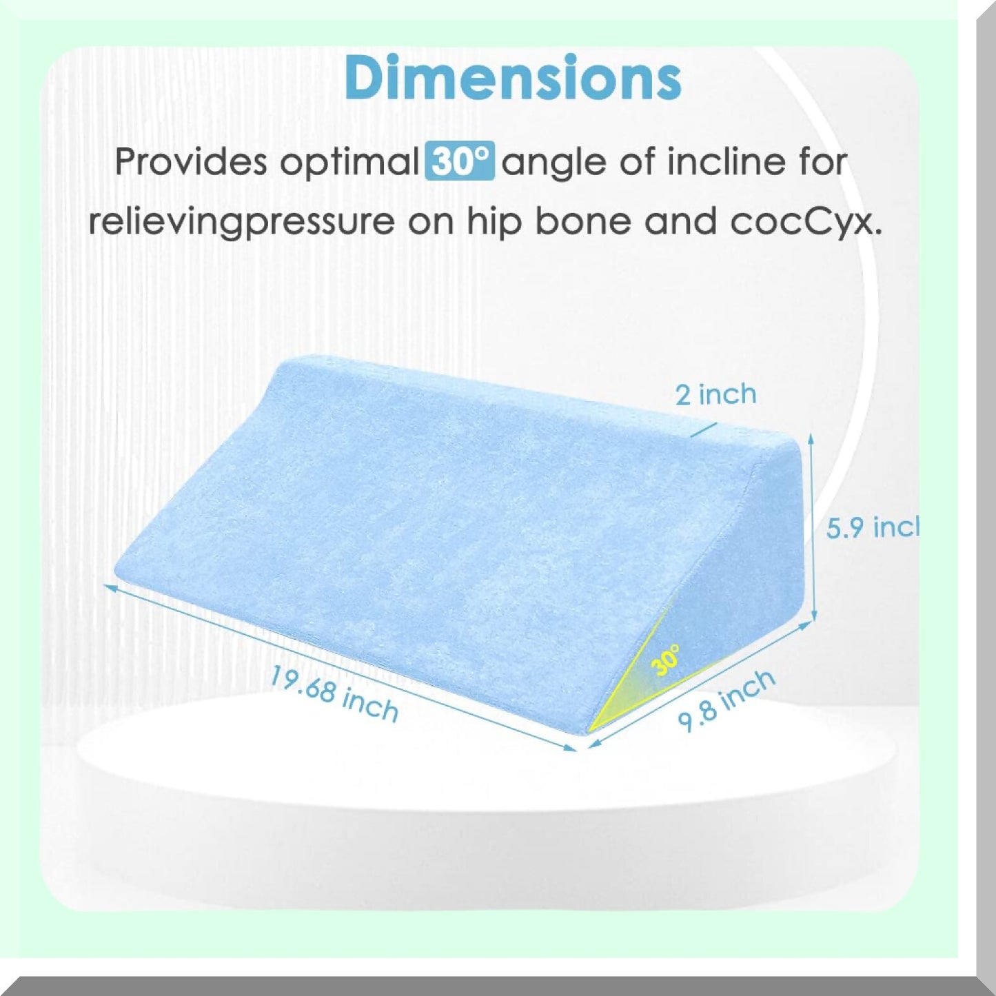 Elderly Comfort Wedge Pillow - Medical Grade Foam Bed Wedge for Side Sleeping, Bed Sores Relief, Post-Surgery Back Support. Waterproof Cover Included.