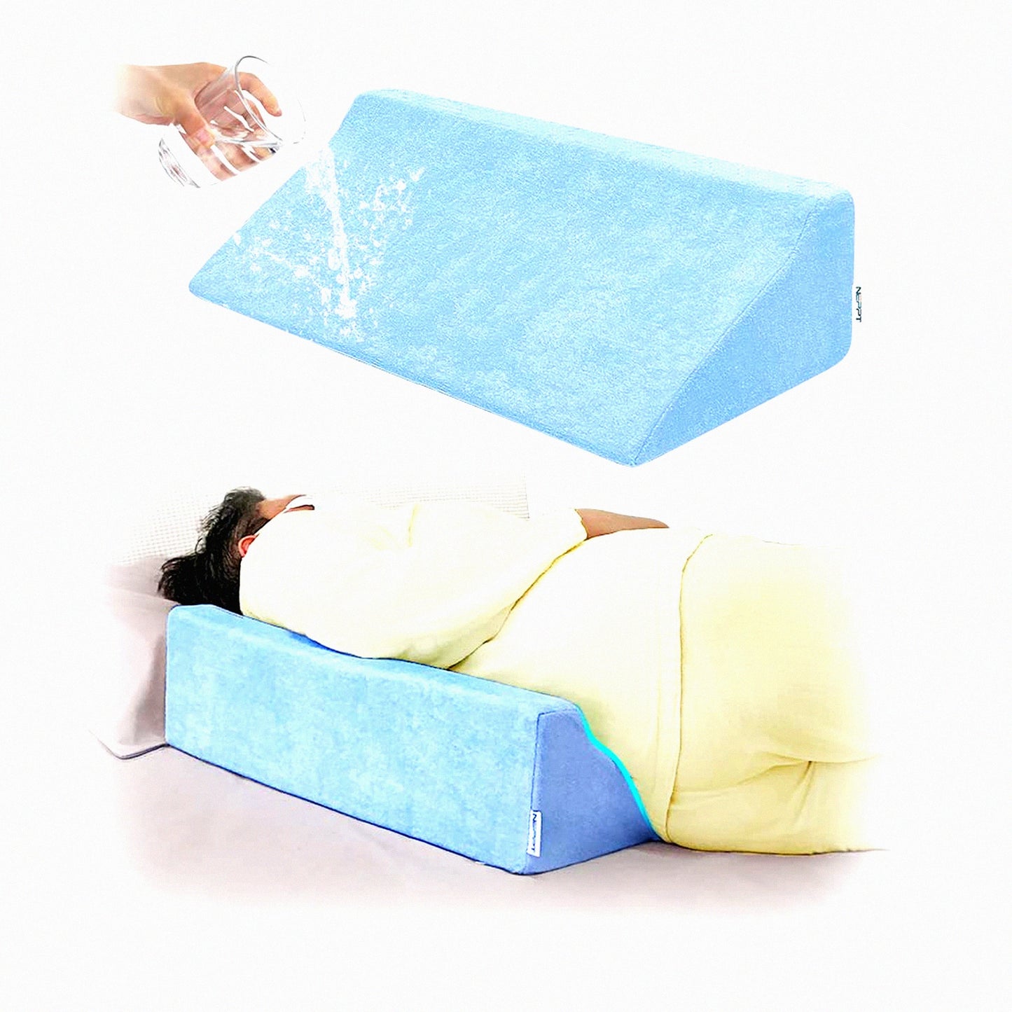 Elderly Comfort Wedge Pillow - Medical Grade Foam Bed Wedge for Side Sleeping, Bed Sores Relief, Post-Surgery Back Support. Waterproof Cover Included.