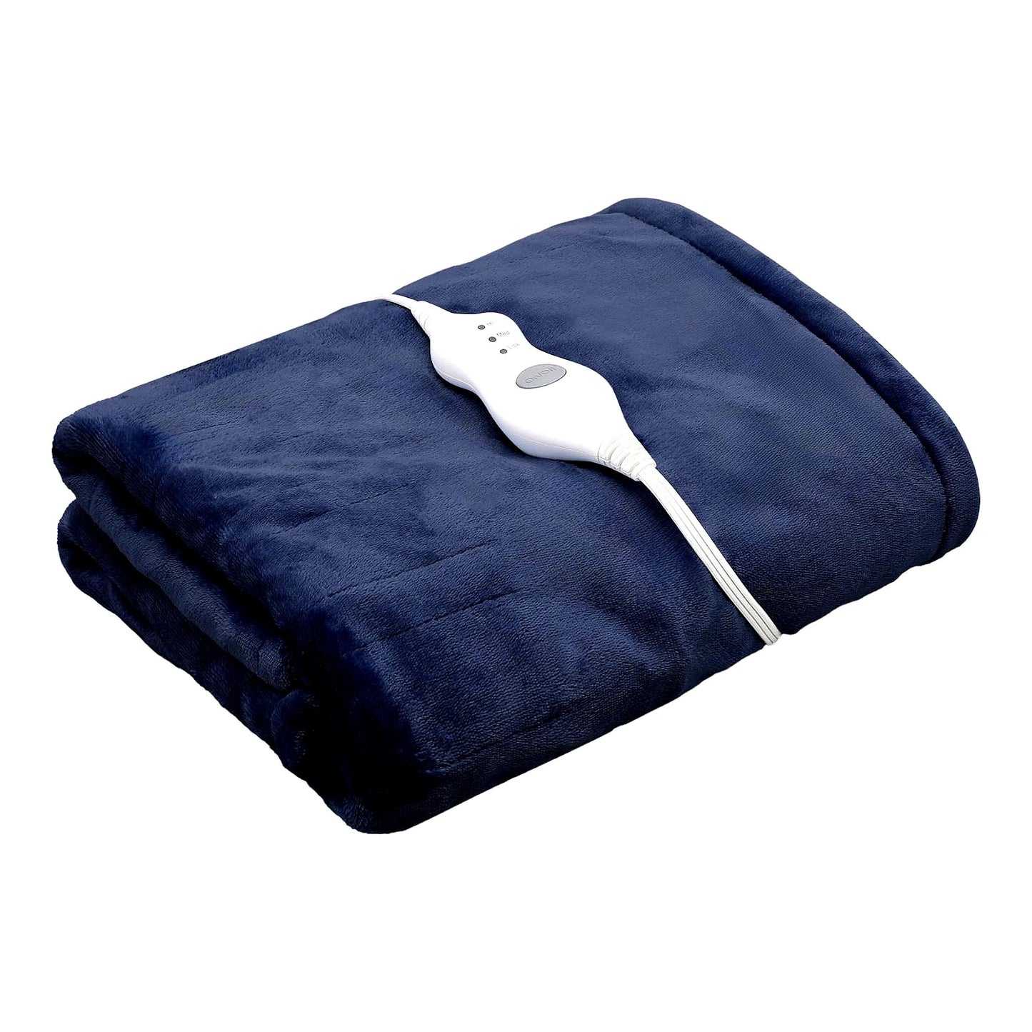 CozyWarm Flannel Heated Throw Blanket - 3 Heat Settings, Auto-Off, Machine-Washable, Fast Heating, 45" x 60", Dark Blue