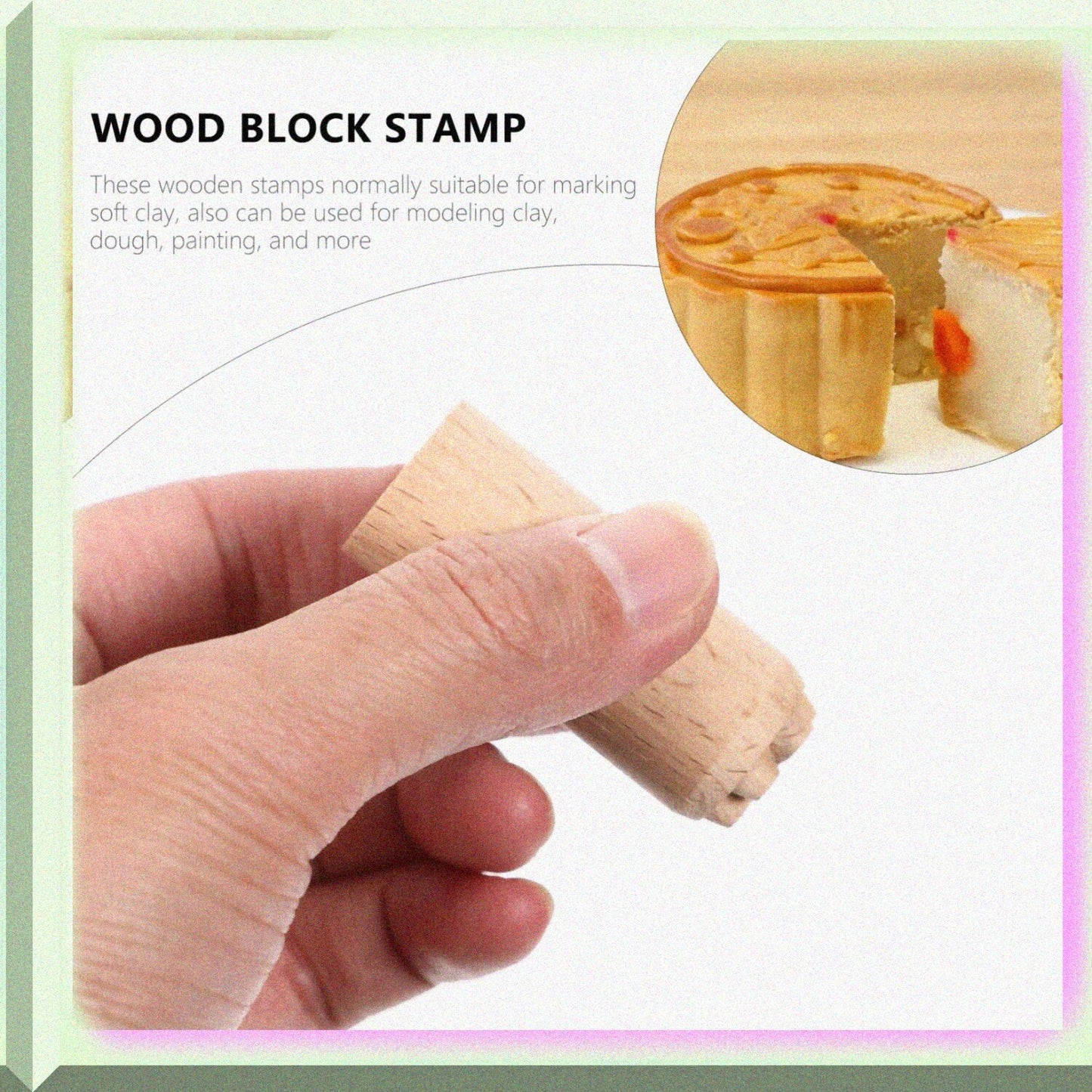 Natural Clay 5Pcs Wooden Pottery Stamp Set