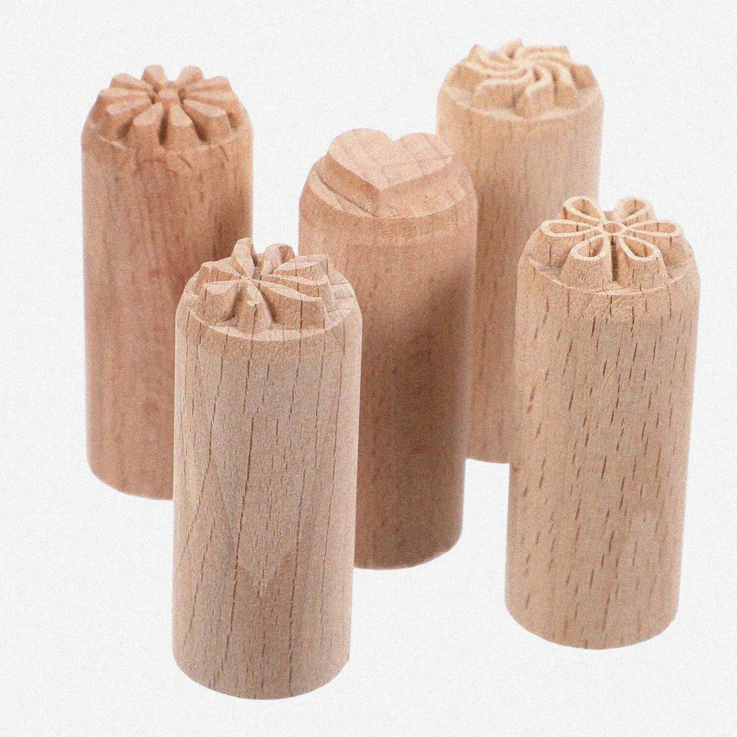 Natural Clay 5Pcs Wooden Pottery Stamp Set