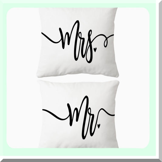 Funny Love Story Throw Pillow Case Set - 18x18 Inch Home Decor Cushion Cover for Couples, Wedding Anniversary & Engagement Gifts - Bride Groom White