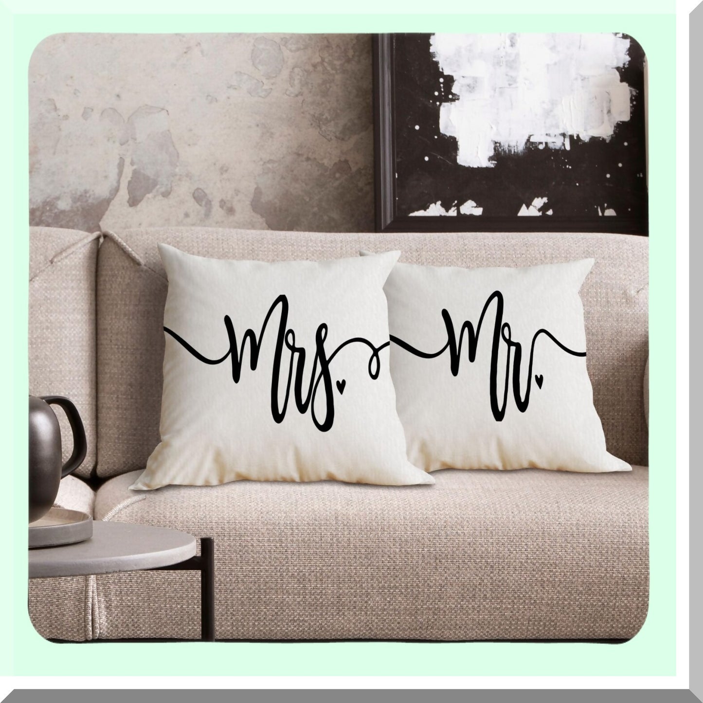 Funny Love Story Throw Pillow Case Set - 18x18 Inch Home Decor Cushion Cover for Couples, Wedding Anniversary & Engagement Gifts - Bride Groom White