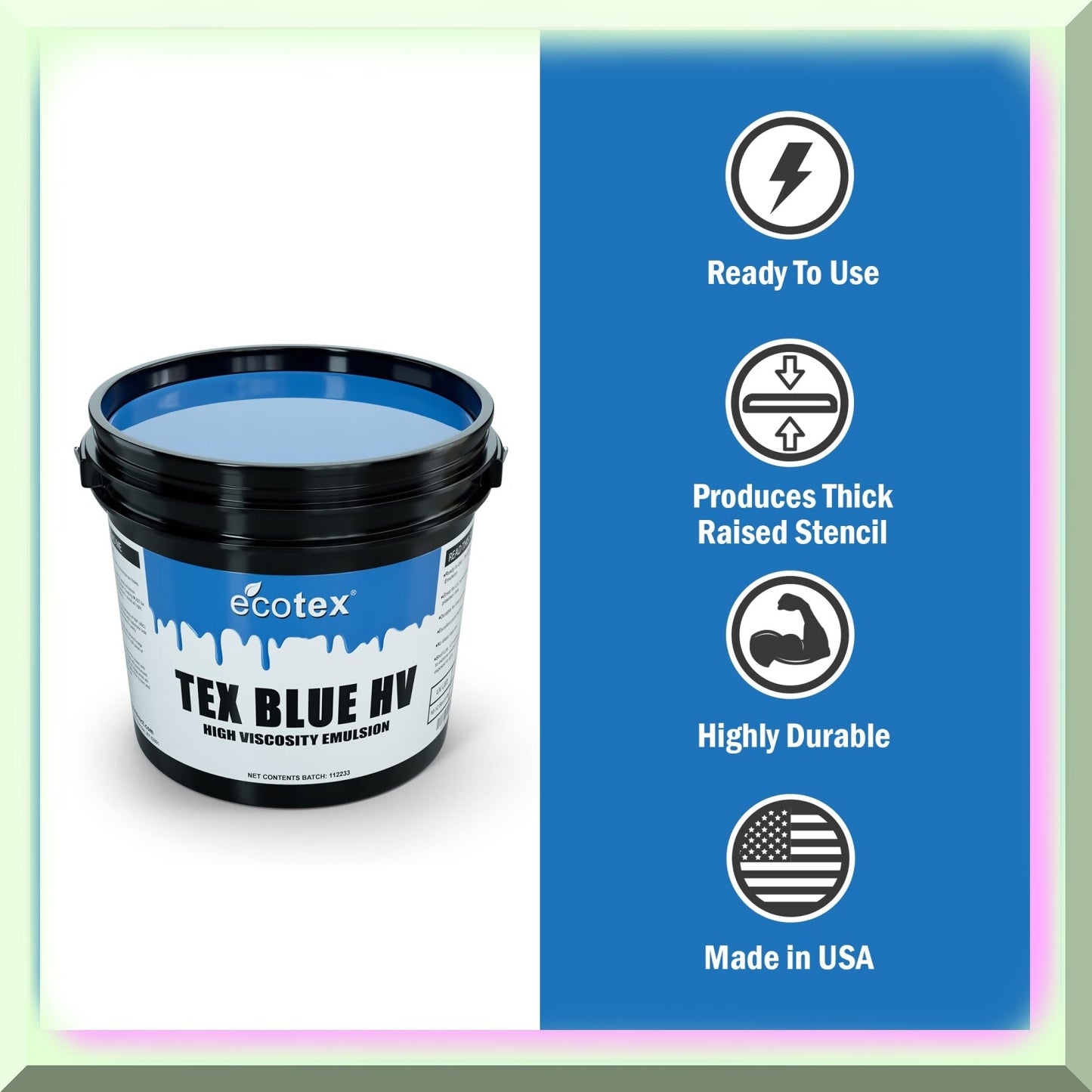 EcoPrintTex Blue HV Emulsion 16oz for Screen Printing