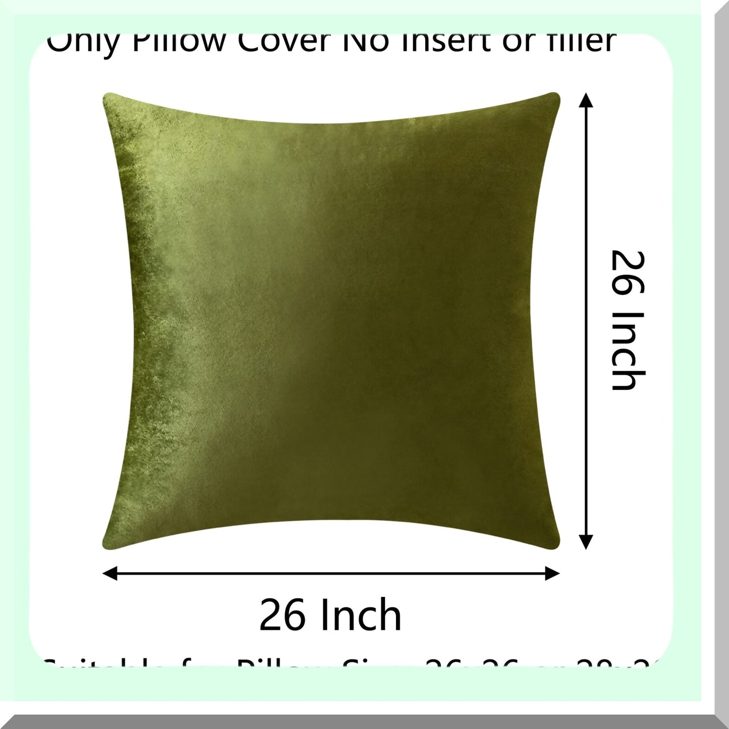 Spring Green Velvet Pillow Shams - Set of 2 Decorative Square Throw Cushion Covers for Couch Sofa - St Patrick's Day Accent - 26x26 Inch Plush Euro Pillows