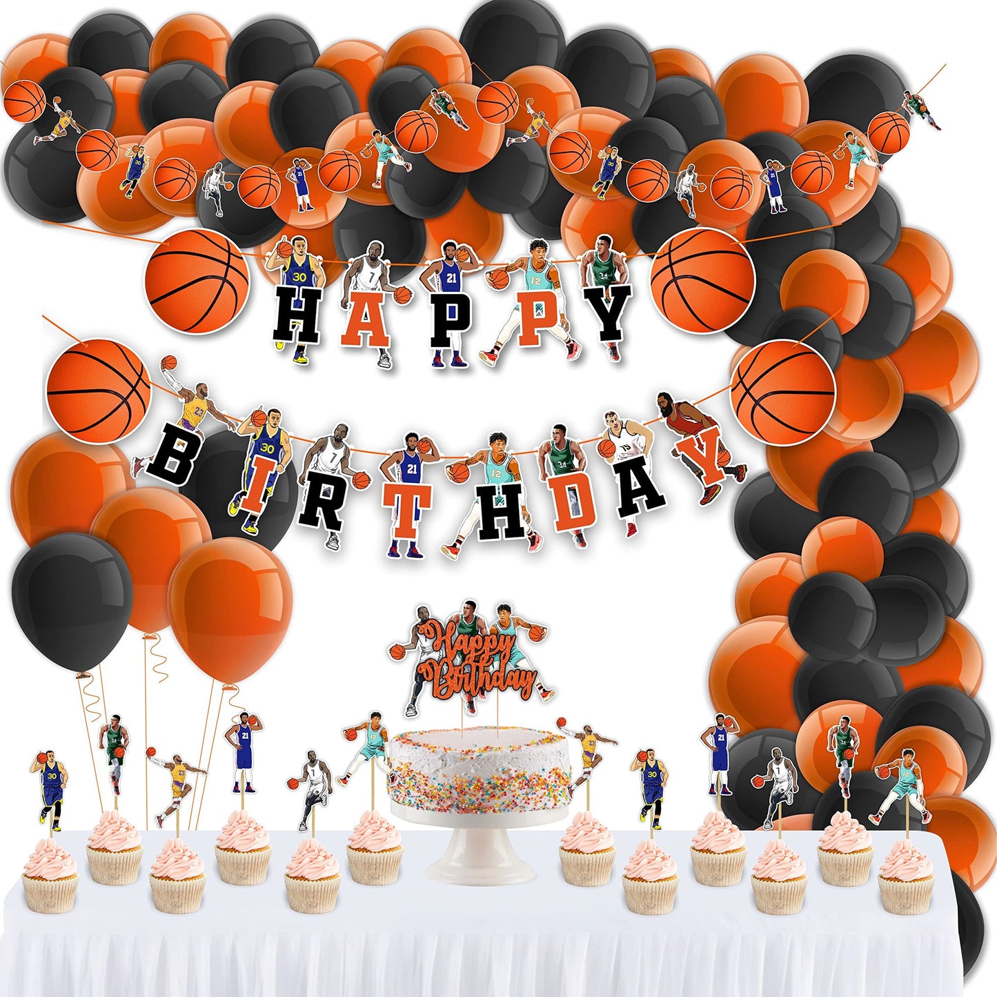 Hoops Bash Party Pack - Basketball Themed Birthday Decorations, Plates, Cups, Napkins, Balloons, and More for Sports Fans of All Ages!