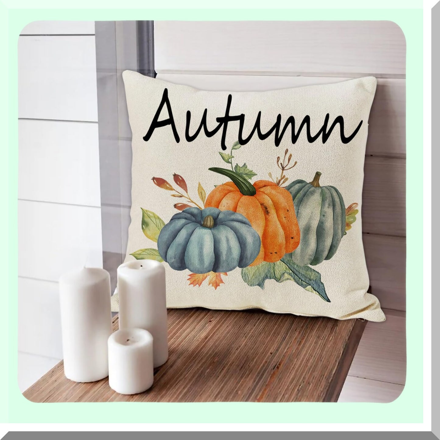 Blue Pumpkin Harvest Pillow Covers - Set of 4 | Fall Thanksgiving Decorative Cushion Cases for Home Sofa Outdoor | Autumn Throw Pillows 20x20 Inch