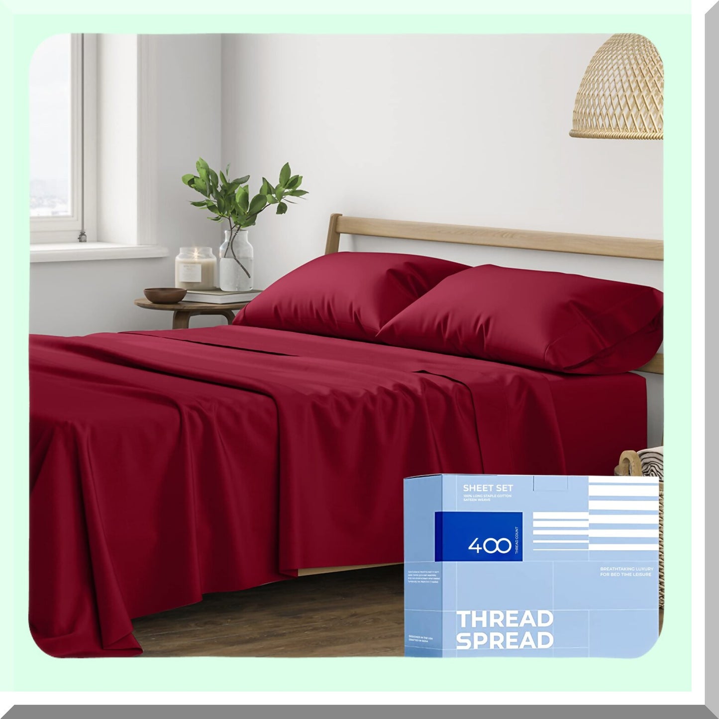 Cool Comfort Twin XL Sheet Set - 3 Piece Hotel Luxury Bedding for College Dorms & Hot Sleepers - Deep Pocket, Breathable 400 TC Cotton Bedsheets in Clic Burgundy
