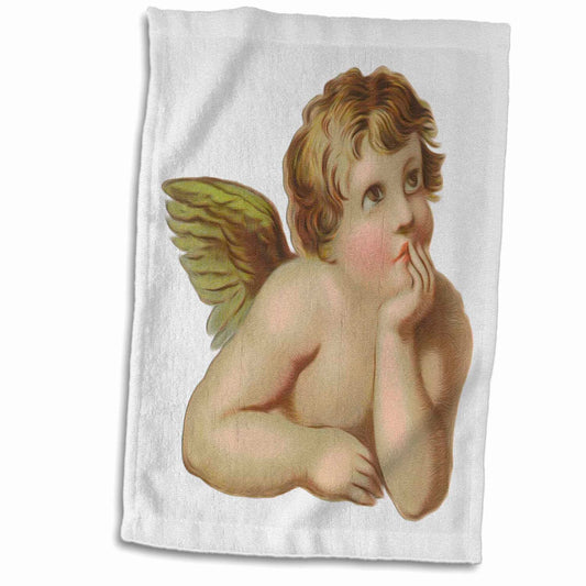 3D Rose Vintage Victorian Angel Cherub Hand/Sports Towel 15x22